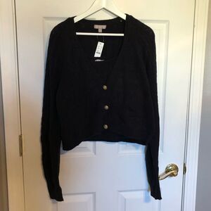 NWT J Crew 2 Piece Sweater Tank & Cardigan Set in Black Size Large